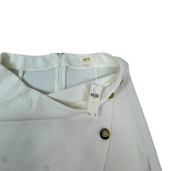 Maeve by Anthropologie Textured White Wrap Mini Skirt Size L  Button Detail NWT - Picture 4 of 8